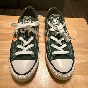 Converse men Dark Green and White Sneakers Miami hurricane colors
